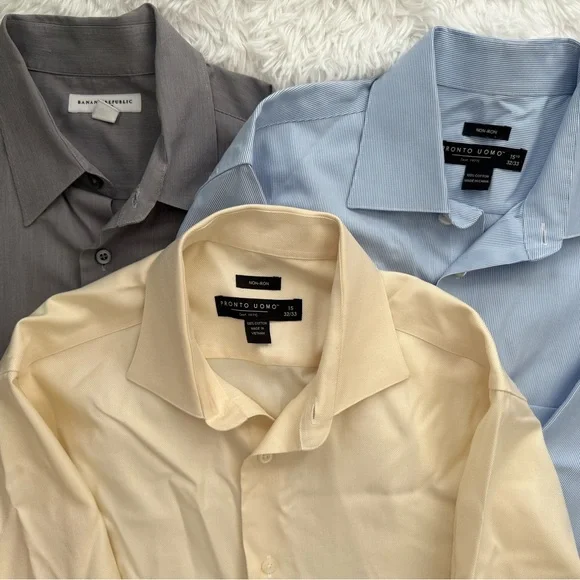 Men’sDress Shirts Bundle - Buttercream, Gray, Blue - Picture 2 of 2